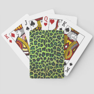 Leopard Black and Grönt Print Spel Kort