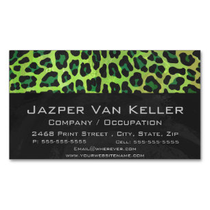 Leopard Black and Grönt Print Visitkortmagnet