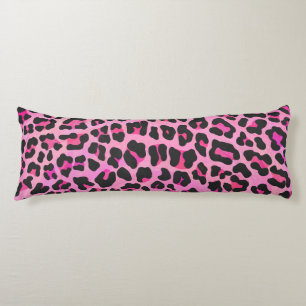 Leopard Black and Shock rosa Print Kroppskudde