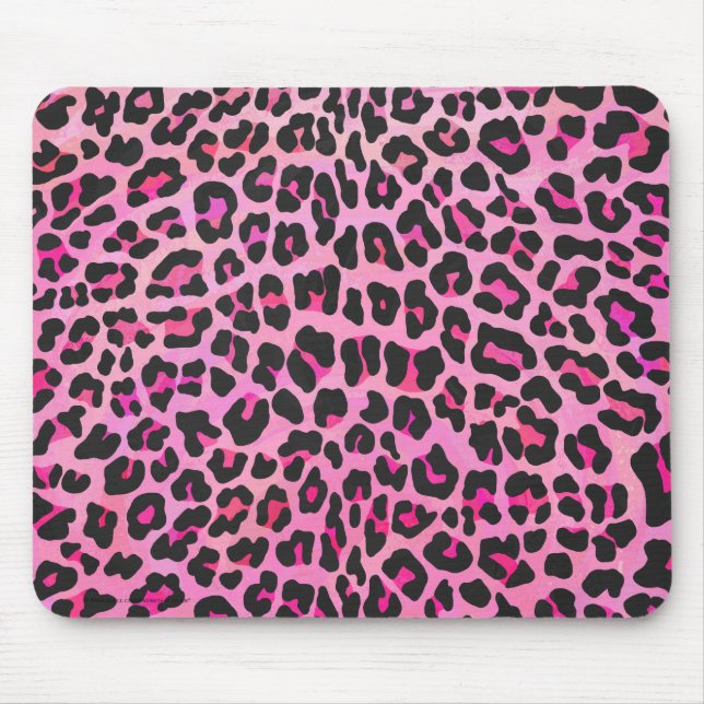 Leopard Black and Shock rosa Print Musmatta (Framsidan)