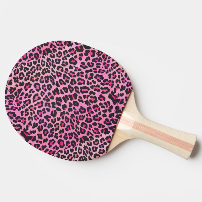 Leopard Black and Shock rosa Print Pingisracket (Sidan)