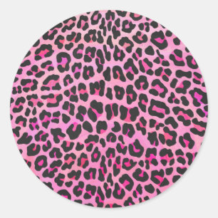 Leopard Black and Shock rosa Print Runt Klistermärke