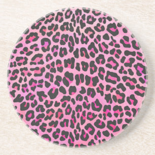 Leopard Black and Shock rosa Print Underlägg