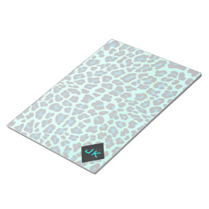 Leopard Black and Teal Print Anteckningsblock