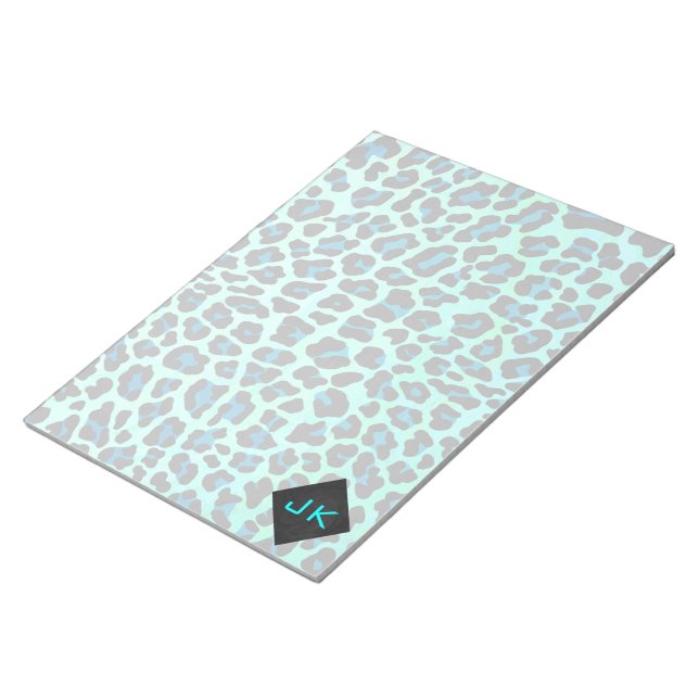 Leopard Black and Teal Print Anteckningsblock (Vinklad)