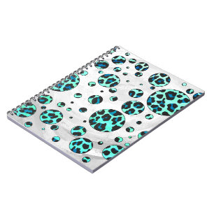Leopard Black and Teal Print Anteckningsbok Med Spiral