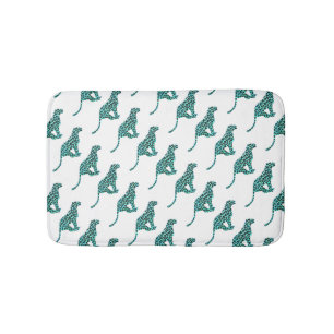 Leopard Black and Teal Print Badrumsmatta