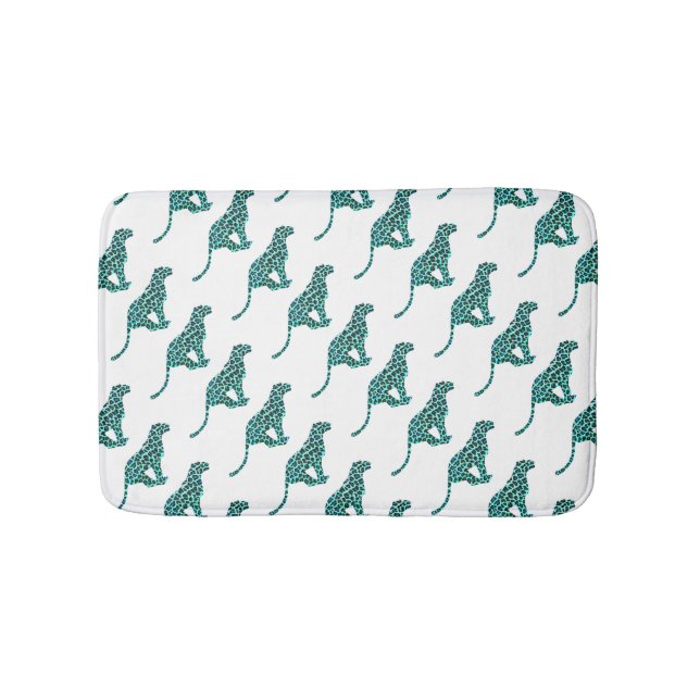 Leopard Black and Teal Print Badrumsmatta (Framsidan)