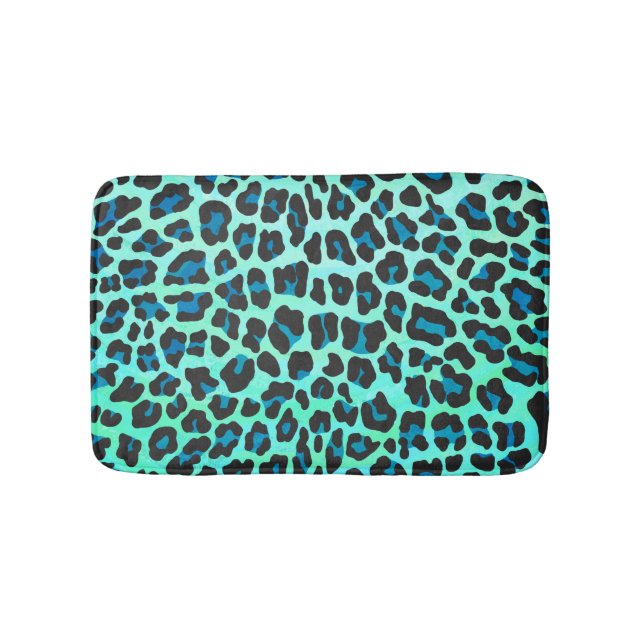 Leopard Black and Teal Print Badrumsmatta (Framsidan)