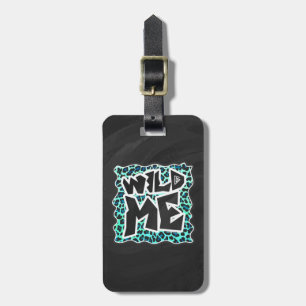 Leopard Black and Teal Print Bagagebricka
