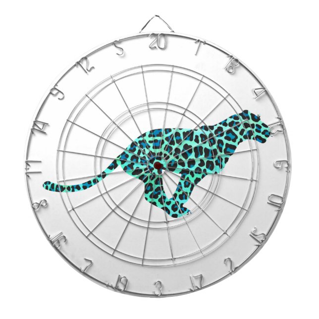 Leopard Black and Teal Print Darttavla (Framsidan)
