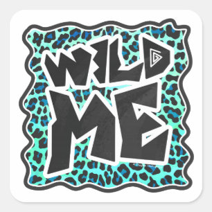 Leopard Black and Teal Print Fyrkantigt Klistermärke
