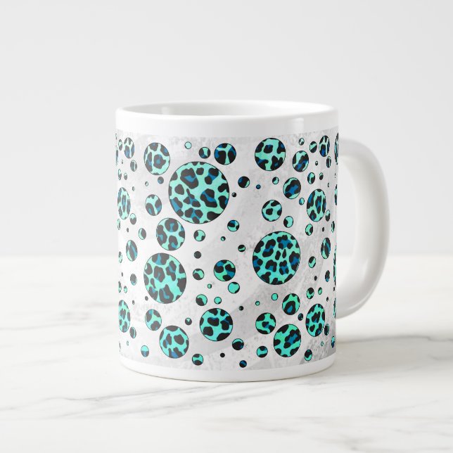 Leopard Black and Teal Print Jumbo Mugg (Framsida höger)