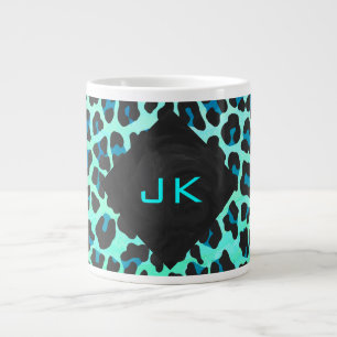 Leopard Black and Teal Print Jumbo Mugg