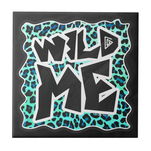 Leopard Black and Teal Print Kakelplatta (Framsidan)