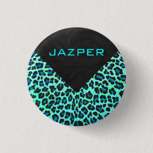 Leopard Black and Teal Print Knapp