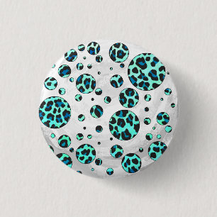 Leopard Black and Teal Print Knapp