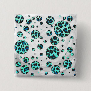 Leopard Black and Teal Print Knapp