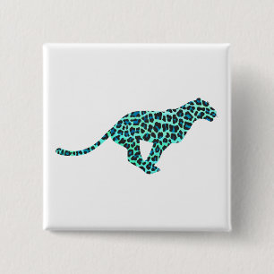 Leopard Black and Teal Print Knapp