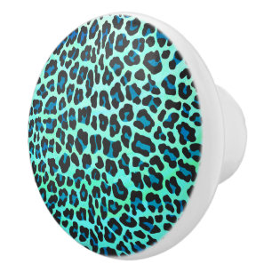 Leopard Black and Teal Print Knopp
