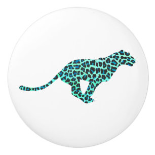 Leopard Black and Teal Print Knopp