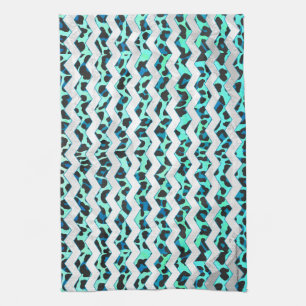 Leopard Black and Teal Print Kökshandduk
