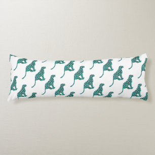 Leopard Black and Teal Print Kroppskudde