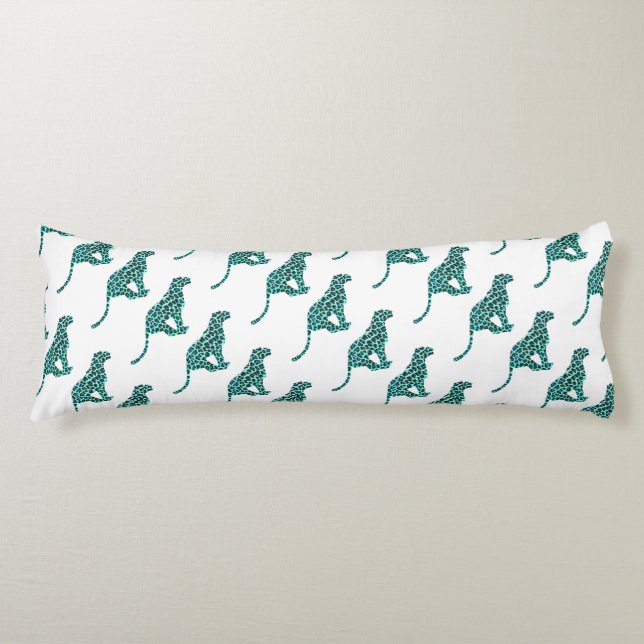Leopard Black and Teal Print Kroppskudde (Framsidan)