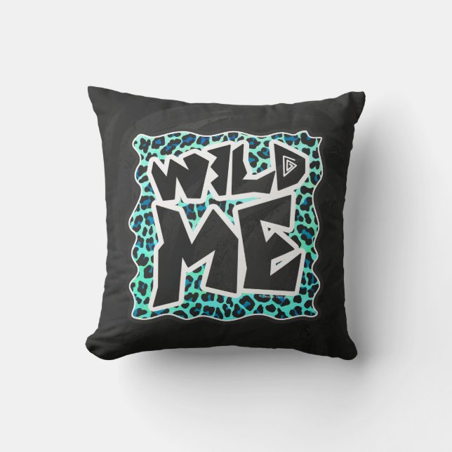 Leopard Black and Teal Print Kudde (Framsida)