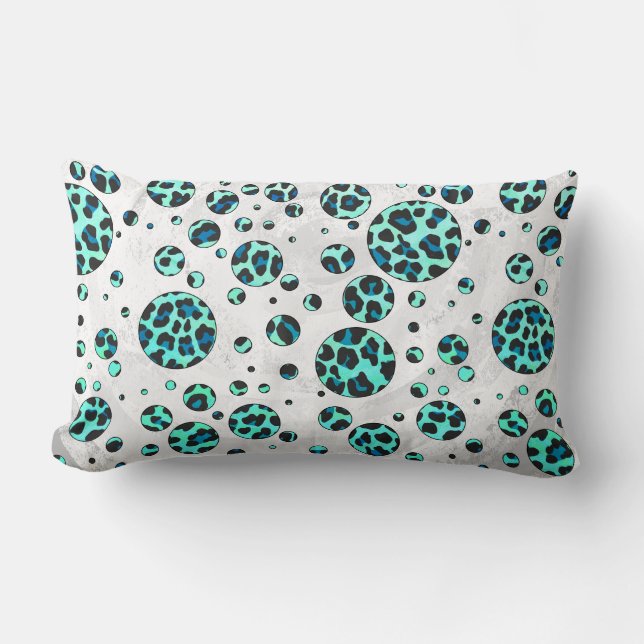 Leopard Black and Teal Print Lumbarkudde (Framsida)