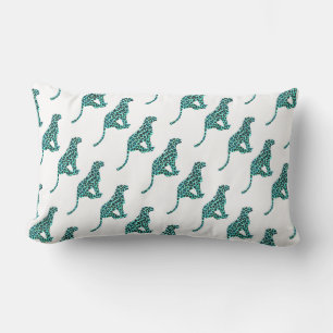 Leopard Black and Teal Print Lumbarkudde