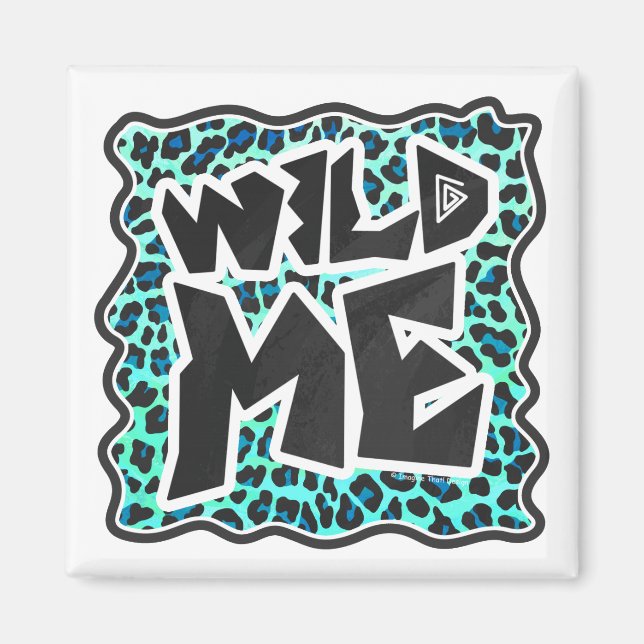 Leopard Black and Teal Print Magnet (Framsidan)