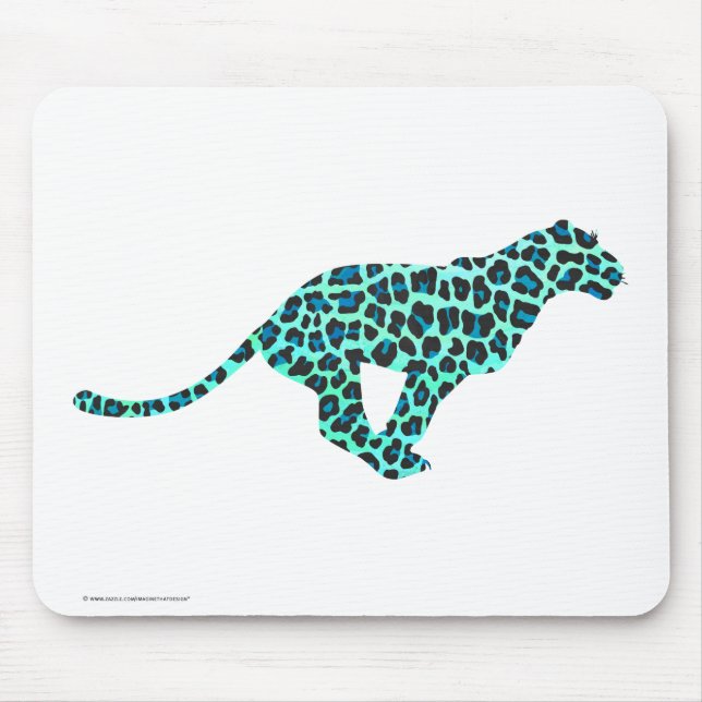 Leopard Black and Teal Print Musmatta (Framsidan)