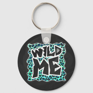 Leopard Black and Teal Print Nyckelring