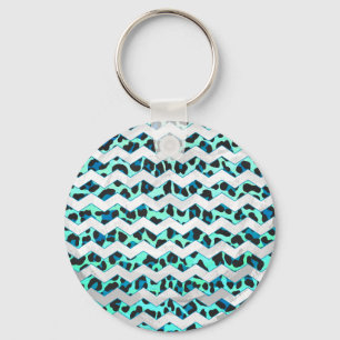 Leopard Black and Teal Print Nyckelring