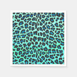 Leopard Black and Teal Print Pappersservett