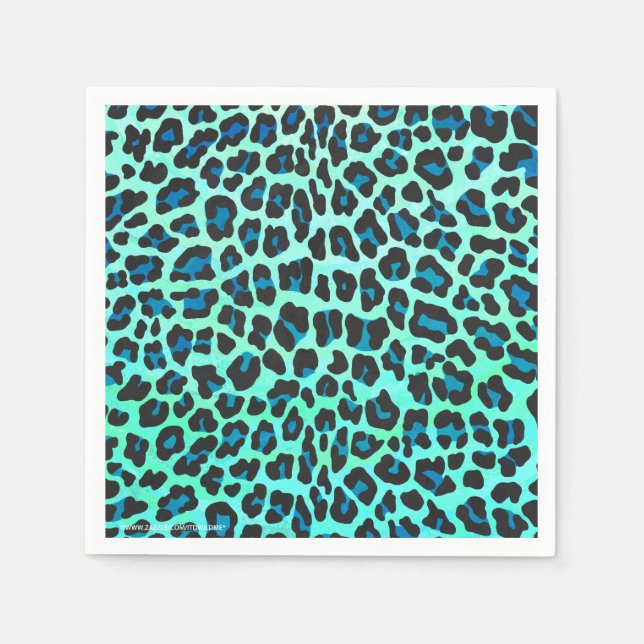 Leopard Black and Teal Print Pappersservett (Framsidan)