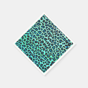 Leopard Black and Teal Print Pappersservett