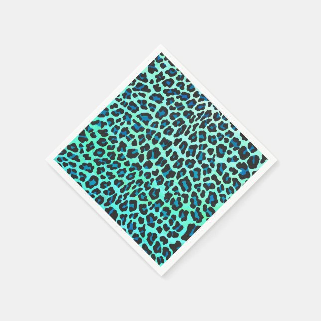 Leopard Black and Teal Print Pappersservett (Hörn)