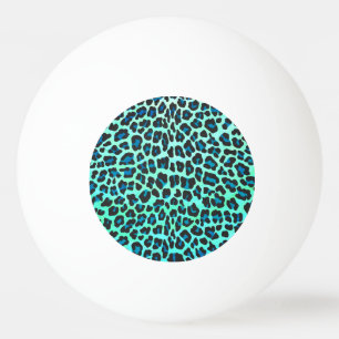 Leopard Black and Teal Print Pingisboll
