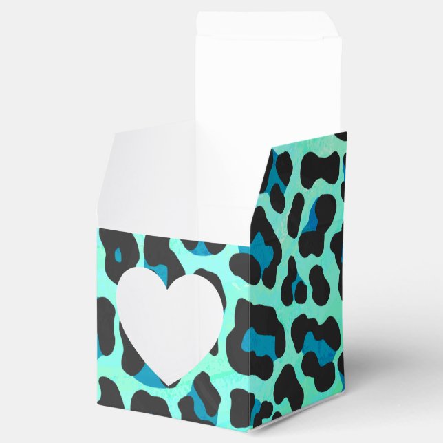 Leopard Black and Teal Print Presentaskar (Öppnad)