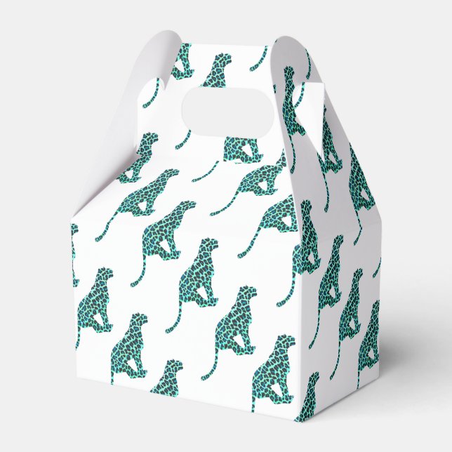 Leopard Black and Teal Print Presentaskar (Framsidan Sidan)