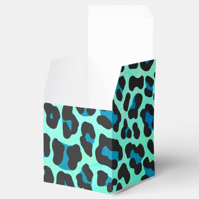 Leopard Black and Teal Print Presentaskar (Öppnad)