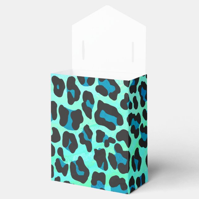Leopard Black and Teal Print Presentaskar (Öppnad)