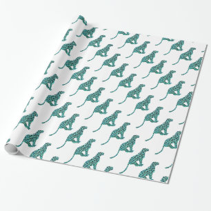 Leopard Black and Teal Print Presentpapper