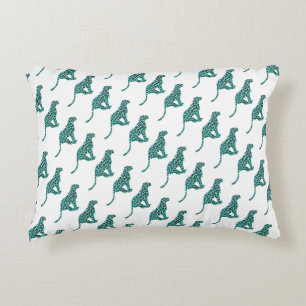 Leopard Black and Teal Print Prydnadskudde
