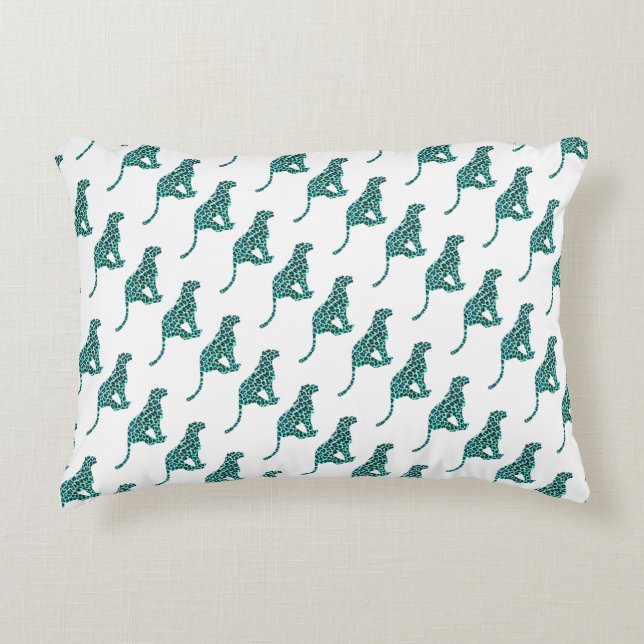 Leopard Black and Teal Print Prydnadskudde (Framsidan)