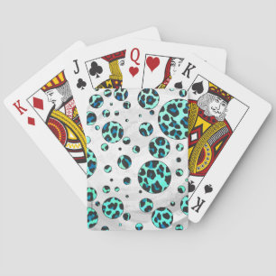 Leopard Black and Teal Print Spelkort