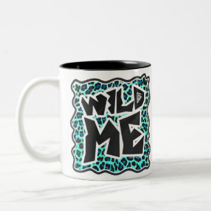 Leopard Black and Teal Print Två-Tonad Mugg