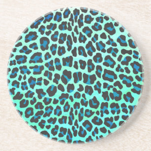 Leopard Black and Teal Print Underlägg Sandsten